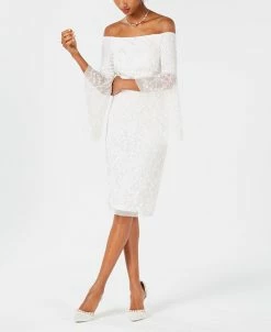 Adrianna Papell Women's Off-The-Shoulder Beaded Dress