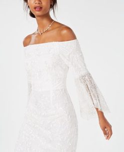 Adrianna Papell Women's Off-The-Shoulder Beaded Dress -Adrianna Papell Sales Shop 10041819 fpx