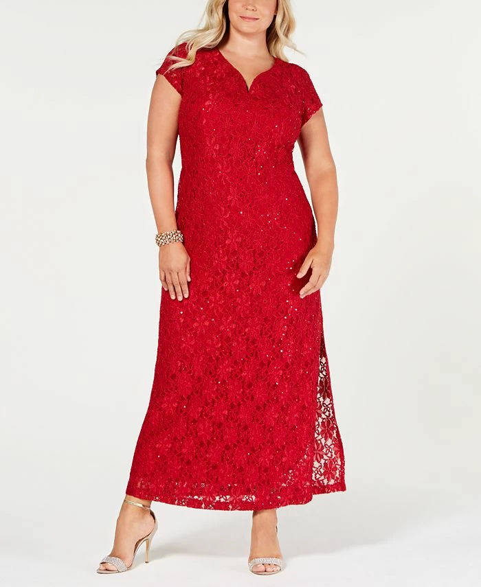 Connected Plus Size Sequined Lace Gown 3 Connected Plus Size Sequined Lace Gown