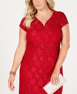 Connected Plus Size Sequined Lace Gown -Adrianna Papell Sales Shop 10177664 fpx