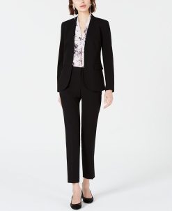 Bar III Women's Open-Front Jacket, Printed Blouse & Straight-Leg Pants, Created For Macy's