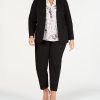 Bar III Trendy Plus Size Open-Front Jacket, Printed Blouse & Straight-Leg Pants, Created For Macy's