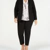 Bar III Trendy Plus Size Open-Front Jacket, Printed Blouse & Straight-Leg Pants, Created For Macy's -Adrianna Papell Sales Shop 11635976 fpx