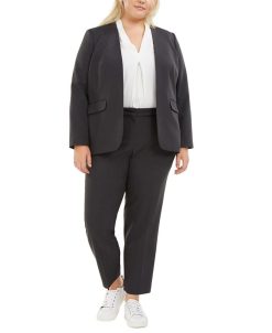 Bar III Plus Size Open-Front Blazer, V-Neck Blouse & Ankle Pants, Created For Macy's