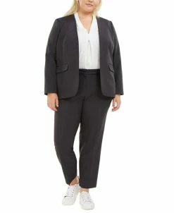 Bar III Plus Size Open-Front Blazer, V-Neck Blouse & Ankle Pants, Created For Macy's