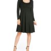 24Seven Comfort Apparel Women's Classic Long Sleeve Flared Mini Dress