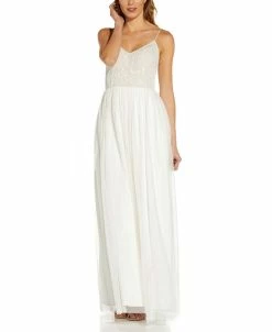 Adrianna Papell Beaded-Top Gown