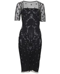 Papell Studio Mesh-Sleeve Beaded Dress 4 Papell Studio Mesh-Sleeve Beaded Dress -Adrianna Papell Sales Shop 18602088 fpx