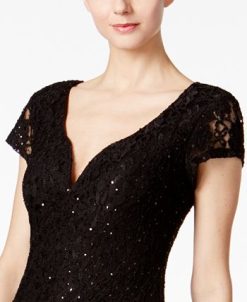 Connected Sequined Lace Column Gown -Adrianna Papell Sales Shop 18737130 fpx