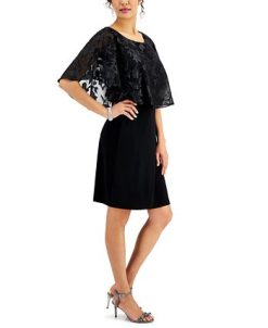 Connected Metallic Chiffon-Cape Dress 4 Connected Metallic Chiffon-Cape Dress -Adrianna Papell Sales Shop 18837031 fpx