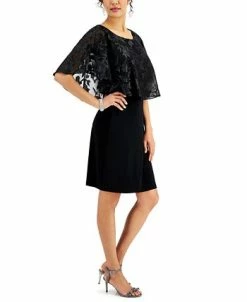 Connected Metallic Chiffon-Cape Dress -Adrianna Papell Sales Shop 18837031 fpx