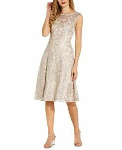 Adrianna Papell Embroidered A-Line Dress