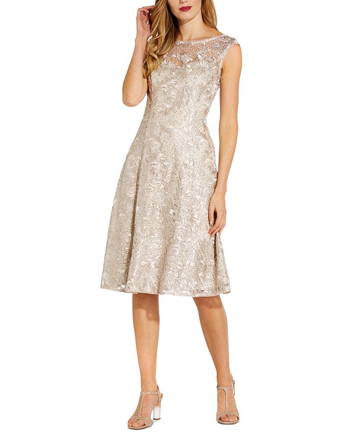Embroidered A-Line Dress Adrianna Papell Embroidered A-Line Dress -Adrianna Papell Sales Shop