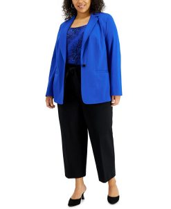Bar III Plus Size One Button Blazer, Snake Print Camisole & Tie Front Pants, Created For Macy's