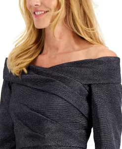 Adrianna Papell Off-The-Shoulder Gown -Adrianna Papell Sales Shop 19829444 fpx