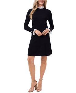 CeCe Women's Ruffled-Neck And Cuff Long Sleeve Sweater Dress