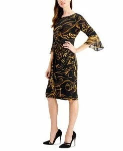 Connected Printed Bell-Sleeve Dress -Adrianna Papell Sales Shop 19878434 fpx