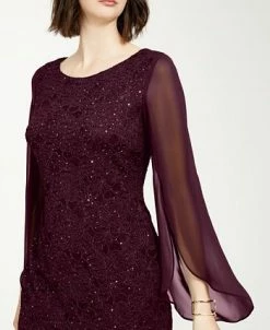 Connected Flutter-Sleeve Sequined Lace Dress -Adrianna Papell Sales Shop 19961261 fpx