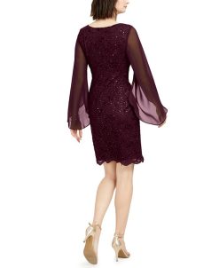 Connected Flutter-Sleeve Sequined Lace Dress 5 Connected Flutter-Sleeve Sequined Lace Dress -Adrianna Papell Sales Shop 19961262 fpx