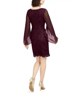 Connected Flutter-Sleeve Sequined Lace Dress -Adrianna Papell Sales Shop 19961262 fpx