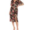 Adrianna Papell Floral-Print Metallic Flutter-Sleeve Dress 2 Adrianna Papell Floral-Print Metallic Flutter-Sleeve Dress -Adrianna Papell Sales Shop 20009108 fpx