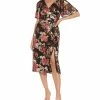 Adrianna Papell Floral-Print Metallic Flutter-Sleeve Dress 2 Adrianna Papell Floral-Print Metallic Flutter-Sleeve Dress -Adrianna Papell Sales Shop 20009108 fpx