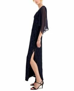 Connected Sheer-Sleeve Lace Gown -Adrianna Papell Sales Shop 20156838 fpx