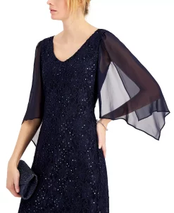 Connected Sheer-Sleeve Lace Gown -Adrianna Papell Sales Shop 20156839 fpx