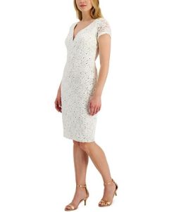Connected Sequined Lace Sweetheart Sheath Dress -Adrianna Papell Sales Shop 20384744 fpx