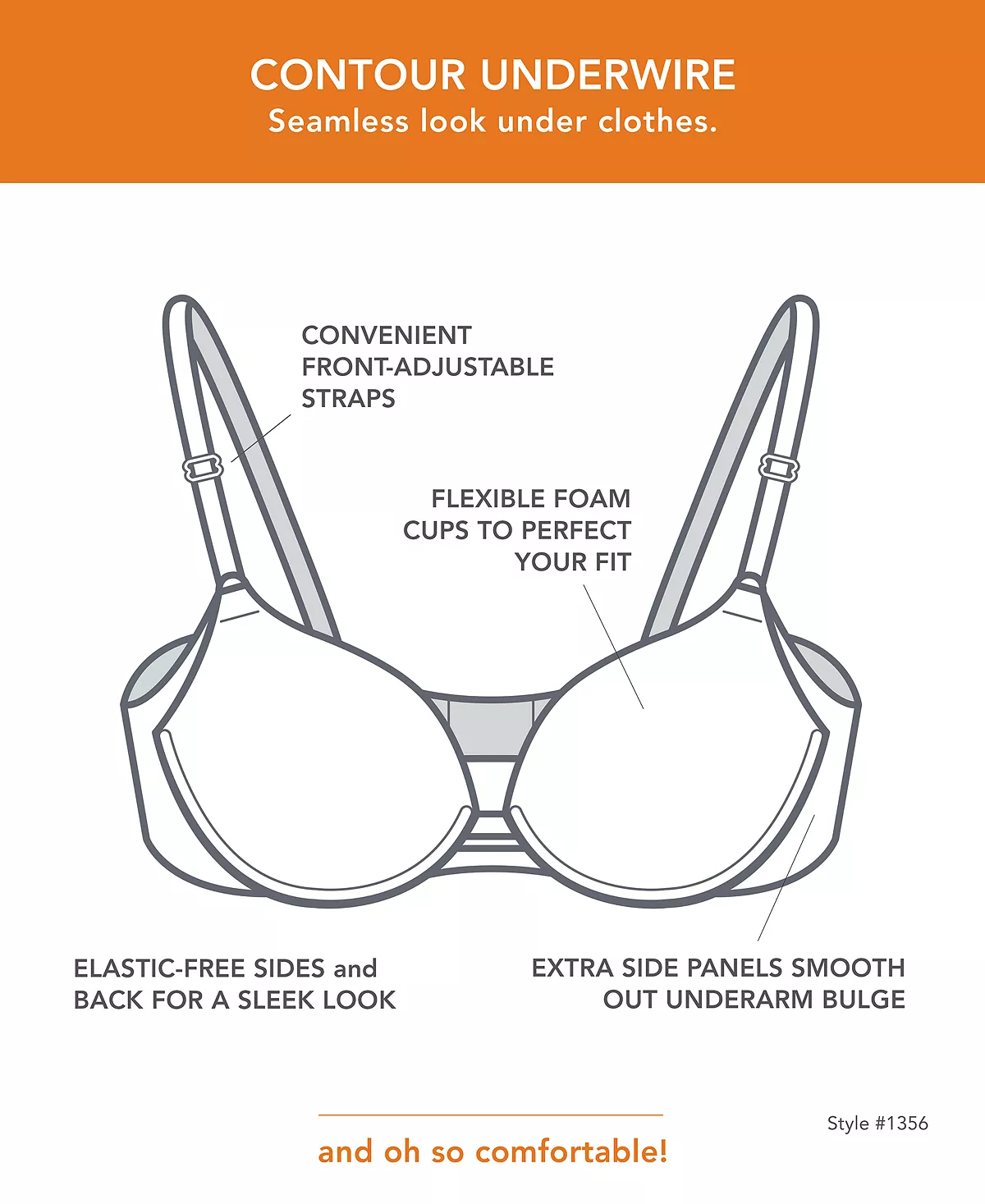 Warner's ® No Side Effects® Underarm-Smoothing Comfort Underwire Lightly Lined T-Shirt Bra 1356 4 Warner's ® No Side Effects® Underarm-Smoothing Comfort Underwire Lightly Lined T-Shirt Bra 1356 - Image 2