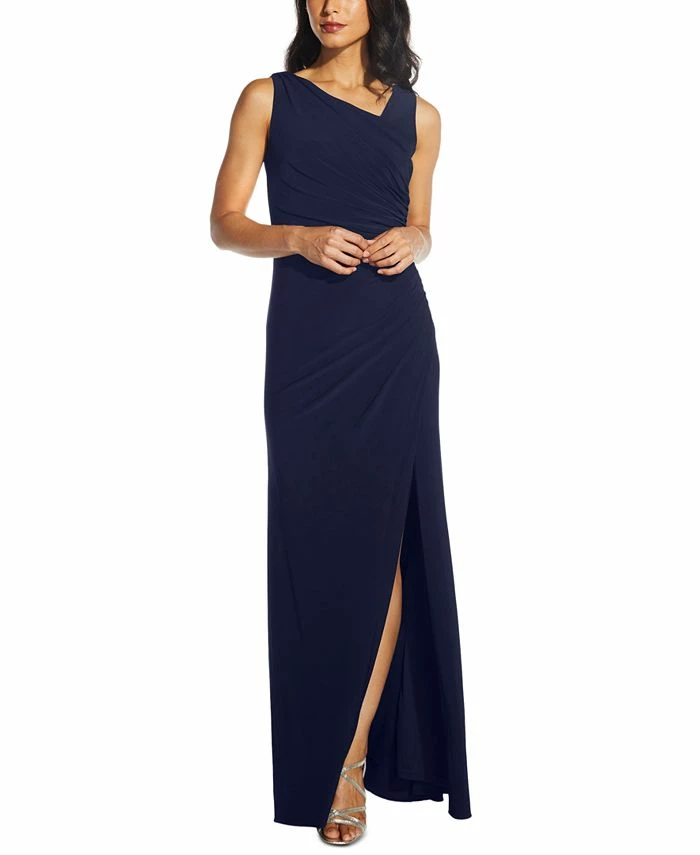 Adrianna Papell Embellished-Back Asymmetrical Gown 3 Adrianna Papell Embellished-Back Asymmetrical Gown