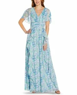 Adrianna Papell Floral-Print Chiffon Gown