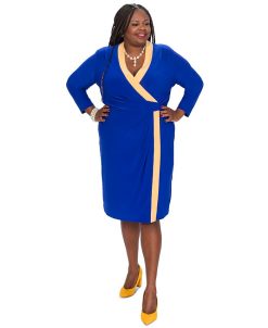 Kasper Colorblocked Faux-Wrap Sheath Dress 5 Kasper Colorblocked Faux-Wrap Sheath Dress -Adrianna Papell Sales Shop 20910759 fpx