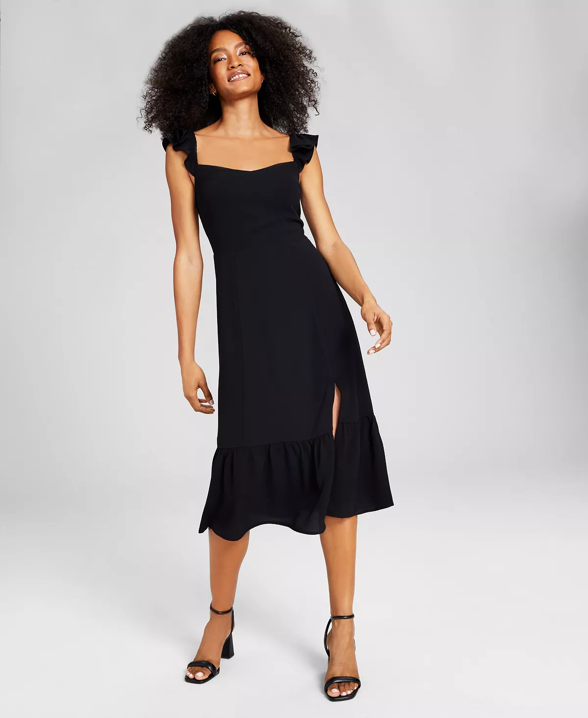 And Now This Women's Ruffled Side Front Slit Midi Dress 4 And Now This Women's Ruffled Side Front Slit Midi Dress - Image 2
