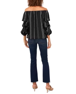 Vince Camuto Striped Balloon-Sleeve Off-The-Shoulder Top 6 Vince Camuto Striped Balloon-Sleeve Off-The-Shoulder Top -Adrianna Papell Sales Shop 21086729 fpx