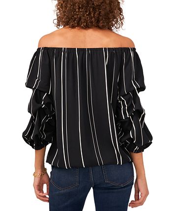 Striped Balloon-Sleeve Off-The-Shoulder Top Vince Camuto Striped Balloon-Sleeve Off-The-Shoulder Top -Adrianna Papell Sales Shop