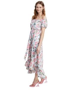 Bar III Women's Floral-Print Off-The-Shoulder Dress, Created For Macy's -Adrianna Papell Sales Shop 21125142 fpx