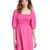 Bar III Women's Puff-Sleeve Smocked Dress, Created For Macy's