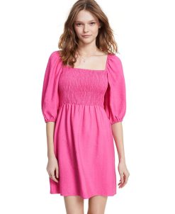 Bar III Women's Puff-Sleeve Smocked Dress, Created For Macy's