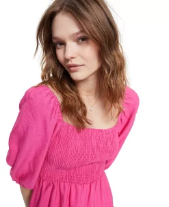 Bar III Women's Puff-Sleeve Smocked Dress, Created For Macy's -Adrianna Papell Sales Shop 21125944 fpx