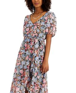 INC International Concepts Printed Ruffled Faux-Wrap Dress, Created For Macy's -Adrianna Papell Sales Shop 21229704 fpx