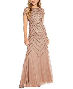 Adrianna Papell Embellished Godet-Inset Gown