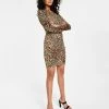 Bar III Women's Cheetah-Print Long-Sleeve Bodycon Dress, Created For Macy's -Adrianna Papell Sales Shop 21336786 fpx