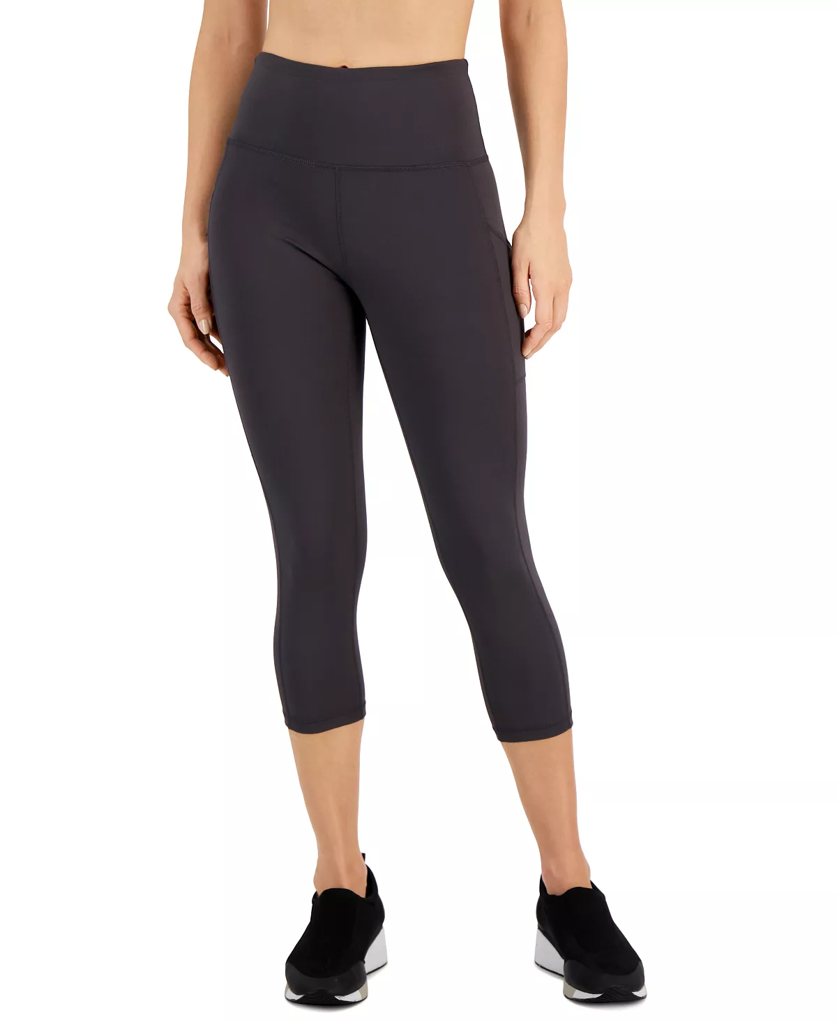 ID Ideology Women's Compression High-Rise Side-Pocket Cropped Leggings, Regular & Petite, Created For Macy's 5 ID Ideology Women's Compression High-Rise Side-Pocket Cropped Leggings, Regular & Petite, Created For Macy's - Image 3