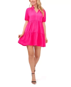 CeCe Women's Short Sleeve Tiered V-Neck Baby Doll Dress -Adrianna Papell Sales Shop 21542164 fpx
