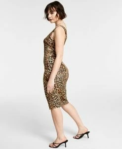 Bar III Cheetah-Print Sleeveless Bodycon Midi Dress, Created For Macy's -Adrianna Papell Sales Shop 21545693 fpx