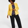 Kasper Plus Size Blazer, Printed Twist-Neck Top & Modern Dress Pants