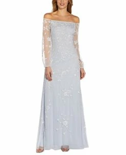 Adrianna Papell Women's Off-The-Shoulder Embellished Gown