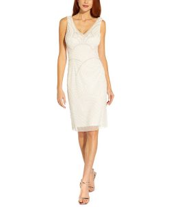 Adrianna Papell Women's Beaded V-Neck Dress