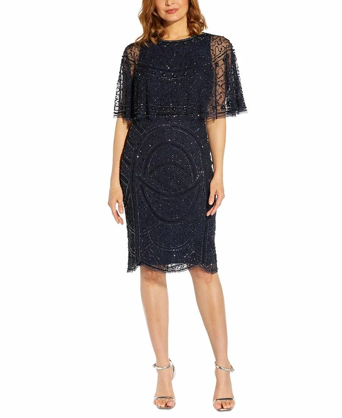 Adrianna Papell Women's Beaded Cape Cocktail Dress 3 Adrianna Papell Women's Beaded Cape Cocktail Dress